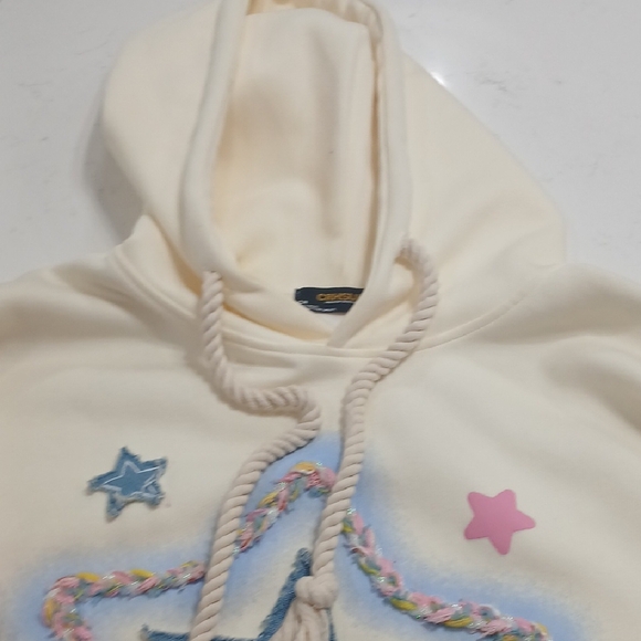 Cream Star Patch Hoodie, Pre-owned Excellent Conditions, Sz XL $37 - Picture 6 of 8